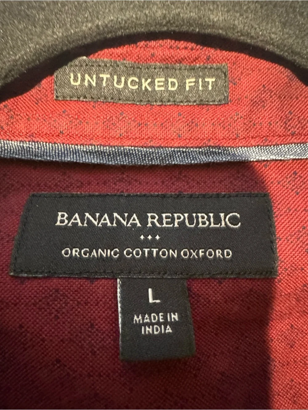 Banana Republic Maroon Organic Cotton Oxford Shirt Size L untucked office ready